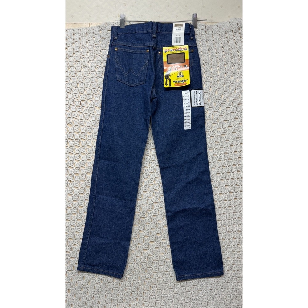 Wrangler Cowboy Cut Original Jeans Boy's 14 Slim Blue Denim Adjust Waist 13MWABP